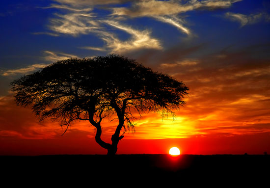 Zonsondergang in Namibië